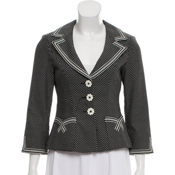 Vintage Nanette Lepore Polka Dot Stripe Cotton Blazer Jacket - Picture 1 of 8